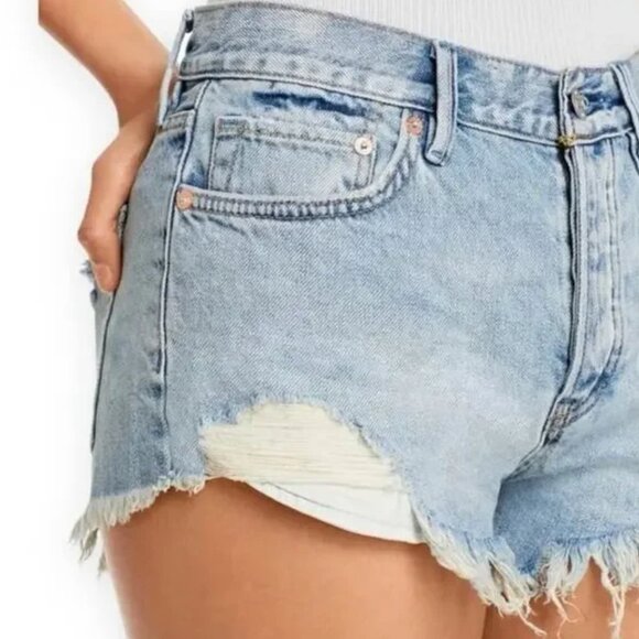 Free People WE THE FREE PEOPLE Distressed Cut Off Raw Hem Denim Shorts Size 25 - Picture 2 of 6